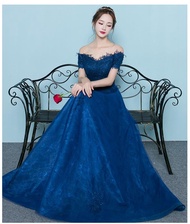 Gaun Pesta 1905016 Biru Navy Sabrina Party Dress Gown