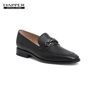 DAPPER รองเท้าหนัง แบบสวม Horsebit Shiny Black Buckle Loafers สีดำ