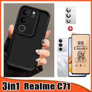 3in1 Realme C71 Phone Case for Realme C71 C73 C75 C75X Soft Ceramic Screen Protector Film + Camera L