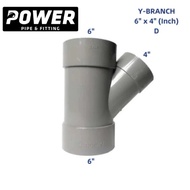 POWER TEE Y 6 x 4UNT inch D TY Y BRANCH TEE 45 degrees 6x4 inch
