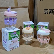HOHO Glass Cup ORIGINAL BOX 350ml - Cute Aesthetic HOHO Glass Straw Cup