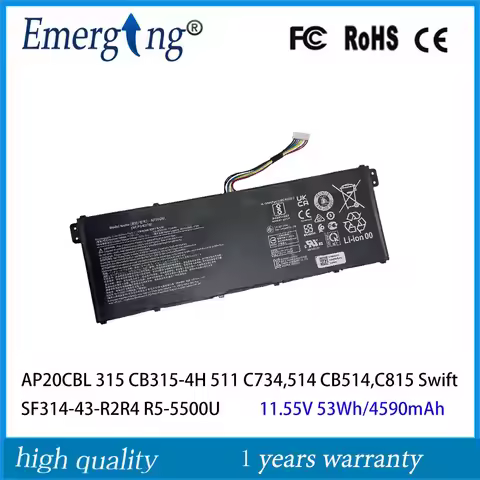 AP20CBL Laptop Battery For Aspire Vero AV15-51-55K2 Swift 3 SF314-511-54EB Aspire 5 A515-45-R386 11.