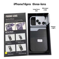 Used for iPhone16promax Triple Lens Fisheye Macro Telephoto Lens Phone Case Lens Accessories