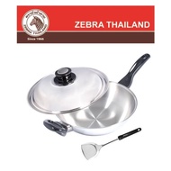 Zebra Stainless Steel 28cm 3 Ply Wok with Lid &amp; Turner (Vitalux) Induction &amp; all stove compatible