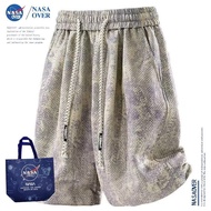 NASA联名潮美式扎染休闲套装短裤短袖男夏季痞帅运动五分裤一套 NASA co-branded trendy American-style tie-dye casual set, short-slee