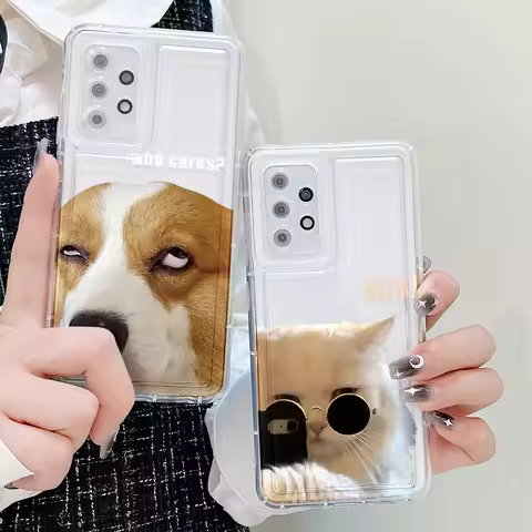 Dog Cat Case For Samsung S24 Ultra Funda S23 Plus 5G S21 S20 FE A55 A54 A53 A52S A35 A34 A33 A32 A15