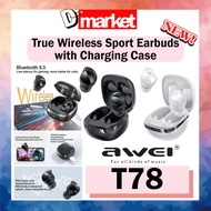 Awei T78 True Wireless Sports Wireless Earbuds with Charging Case TWS Bluetooth Earbuds Sport TWS Wireless Earphone IPX4