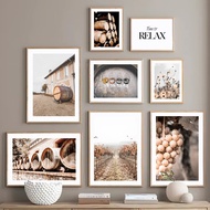Wine Culture Grape Estate Oak Barrels Prints Club Decor Posters Canvas Painting Wall Art Pictures Li