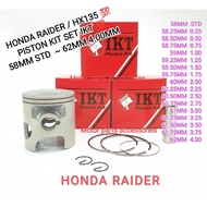 HONDA RAIDER / HX135 IKT PISTON KIT SET 58MM STD  ~ 62MM 4.00MM Y125Z OVERSIZE MADE IN JAPAN ORIGINA