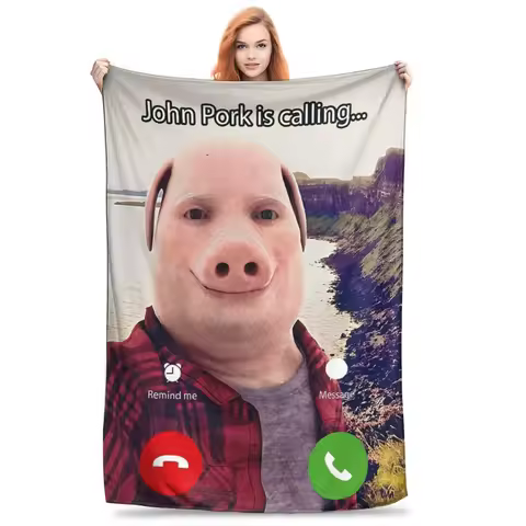 Throw Blanket John Pork Is Calling Funny Meme Blanket Super Soft Warm Throw Blankets for Couch 50x60