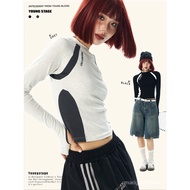 KATUN Slim fit long sleeve cotton sports crop t-shirt,/y2k tops, women's clothes, korean style tops