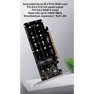 PCIE X16 to M.2 M-Key NVMEx4 SSD 2U Server Riser Card Double-Sided 4-Disk NVME RAID PCI-EX16 Split C