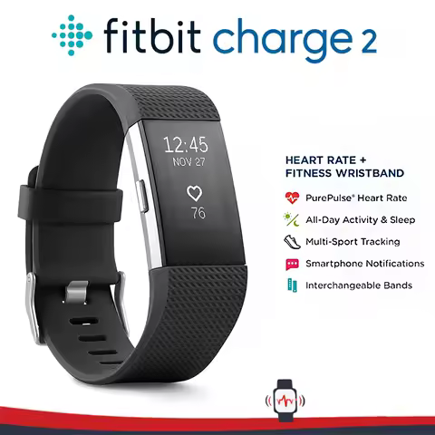 Fitbit Charge 2 smart wristband heart rate monitoring exercise pedometer fitness sleep call notifica