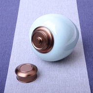 Celadon Large Size Tea Can Metal Lid Storage Can Tea Storage Can Food Preservation Can Paste Square 