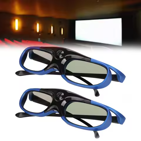 2PCS 3D Glasses DLP Link 3D Glasses 144Hz DLP Link Rechargeable 3D Active Shutter Glasses for All DL