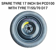 Spare Tyre 17 Inch Inci 5H PCD100 ( T155/70 D17 ) For Toyota Wish Caldina Prius Subaru Forester Lega