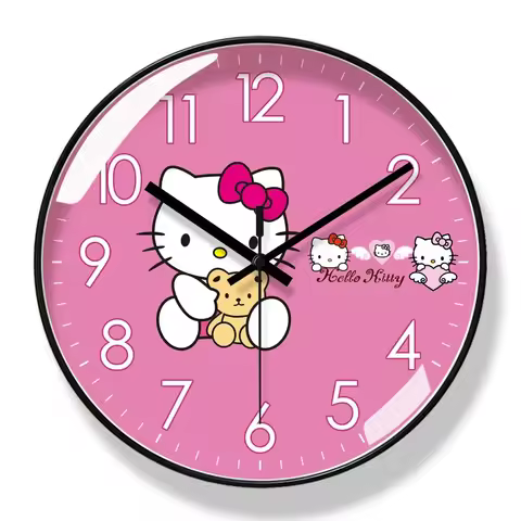 Sanrio Cartoon Clock Wall Clock Hello Kitty Genuine New Children's Student Cute Bedroom Living Room 