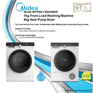 Bundle ~ MIDEA MFK768W Washing Machine 8kg + MDK888HP HeatPump Dryer 8kg - (FREE STACKING KIT)