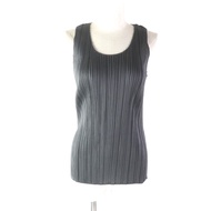 狀況極佳 ★ 三宅一生 (Issey Miyake) 的PLEATS PLEASE U 領無袖上衣，灰色，日本製造，正品，女款
