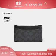 蔻驰（COACH）男士经典标志拉链卡包 炭黑色