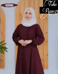 Imey dress Gamis Polos Elegan crinkle premium Model Busui Friendly Bahan adem Best seller