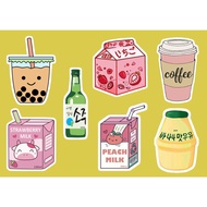 Korean Drinks Stickers High Quality Glossy Soju Yakult Coffee Milk Tea Peach Minimum Of 3 Any