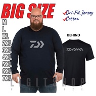 BIG SIZE Men Daiwa Fishing T-Shirt Jersey Cotton 7XL 6XL 5XL Short Long Sleeve Baju Besar Oversized