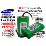 Samsung 18650 Battery Pack Custom DIY Lithium-ion INR18650-20R INR18650 20R 22A Heavy Duty With Spot Welding 7.4V 12.6V