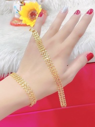 Lắc Tay Nam Nữ Mạ Vàng 18k Kiểu Lá Cao Cấp - Y Vàng Thậ.t - Dễ Phối Thời Trang - Hàng Xuất Khẩu - Ba