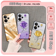 Realme 14 5G / 14T 5G case printed with pretty flowers and cute horses embossed