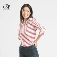 เสื้อยืด เสื้อยืดผู้หญิง Gsp เสื้อยืดลายริ้ว Lucky Stripes New Color New Red สดใส มีสีสัน ใส่สบาย ผ้านุ่มเด้ง ไม่ร้อน ใส่ได้ทุกวัน (PYARRE)