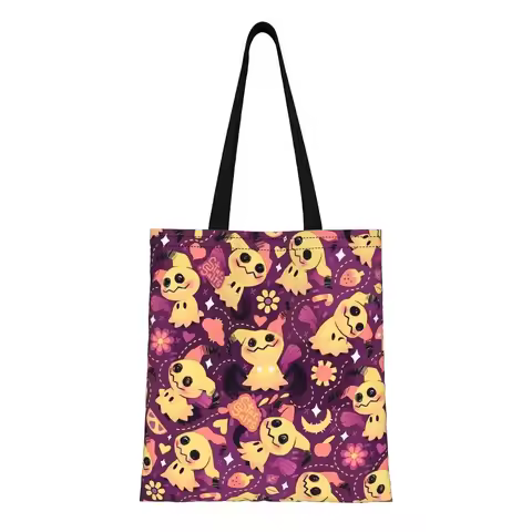 Mimikyu Pokemon Canvas Tote Bag Perfect for Outdoor Women's Top-Handle Bags