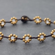 月光石黃銅編織腳鍊花黃銅編織串珠腳鍊