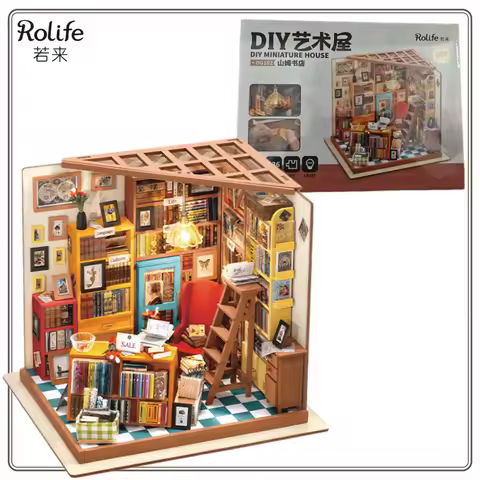 In Stock Rolife Kawaii Bookstore DIY Handicraft Cabin Miniature Assembly Scene House Model Birthday 