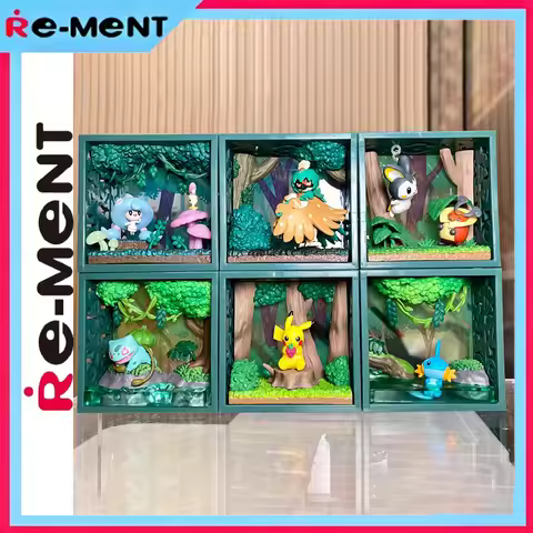 Rement Genuine Mimikyu Derelict Shrine Frame Diorama Mossy Torii Worn Wooden Frame Hidden Face Pokem