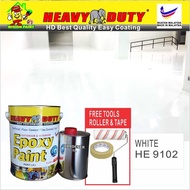 HE9102 WHITE ( 5L ) 4+1 HEAVY DUTY BRAND Coating ( FREE 7" ROLLER & Tape ) Two Pack Epoxy Floor Pain