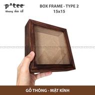 Wooden Photo Frame Box-2 15x15 - Pine Wood Box Picture Frame with Handmade Glass Surface - WoodFrame