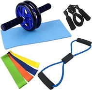 Home Gym Fitness Set Abdominal Roller Wheel 8 Shape Resistance Band Resistance Loop Band Jump Rope Pack Kit