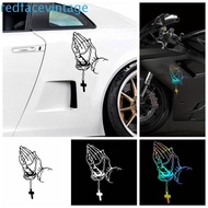 REDFACEVINTAGE Car Prayer Gesture Laser Sticker, Waterproof Self Adhesive Prayer Gesture Decoration 