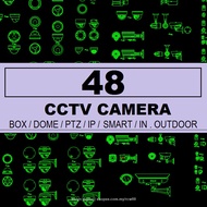 Autodesk | AutoCad 2025 | 48+ CCTV Camera set CAD BLOCK MATERIALS for Architectural Design