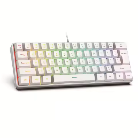 2026 New Portable Wired Mini Mechanical Keyboard K61 Mini Keyboard Wired 61 Keys Phantom RGB,Black W