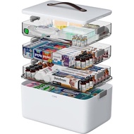 CTIME 3-Tier Medicine Organizer - Portable Medicine Cabinet with Leather Handle, Empty First Aid Kit