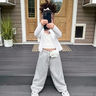 2pcs Young Girl Solid Color Knit Collar Casual Jacket And Fitted Casual Pants Set Kid 2 Piece Set To