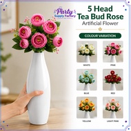 (1pcs) 5 Head Tea Bud Rose Artificial Flower/ 5 Kuntum Bunga Tea Bud Rose Bunga Hiasan Tangan/ Home 