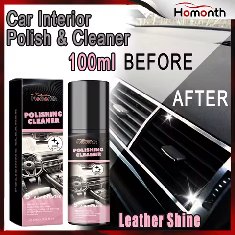 Car Interior Polish & Cleaner 100ml Dashboard Restorer Plastic Vinyl Leather Shine Anti-Dust Protect