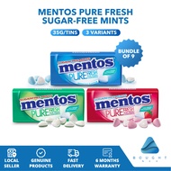 [Bundle of 9] Mentos Pure Fresh Sugar-Free Mints 35g/Tins - Refreshing Mint Candy,  Pocket-Friendly