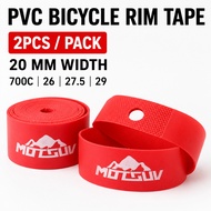 2PCS Red PVC Bicycle Rim Tape 700C 26 27.5 29 Inch 20mm MTB Road Bike Aksesori Basikal