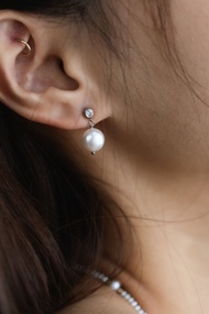 Lumière光芒 鋯石淡水珍珠耳環 耳夾 316L醫療鋼