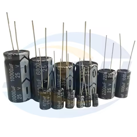 25V Aluminum Electrolytic Capacitor 10UF 22UF 33UF 47UF 100UF 220UF 470UF 680UF 1000UF 2200UF 3300UF