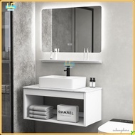 home small apartment space aluminum bathroom cabinet waterproof and rust-proof ceramic wash basin HD smart mirror set